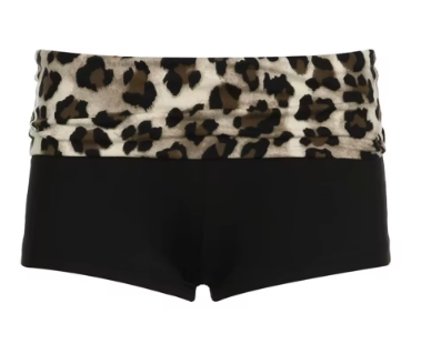 Contrast Patchwork Leopard Low Waist Slim Shorts Womens